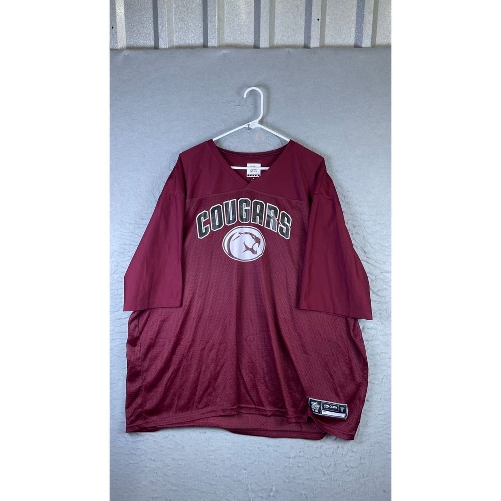 Fan Cloth Cougars Jersey Mens 3X Maroon Excellent Mesh V-Neck Graphic Tee